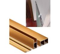 Riel for puerta corrediza de vidrio de 8 mm - Rodillo silencioso de aluminio for gabinete, guardarropa y estantería Fácil instalación(Gold,82.7in/210cm)