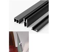 Riel for puerta corrediza de vidrio de 8 mm - Rodillo silencioso de aluminio for gabinete, guardarropa y estantería Fácil instalación(Black,118in/300cm)