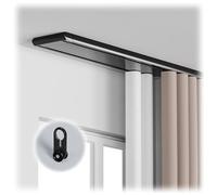 Riel Guía De Cortina Doble De Aleación De Aluminio Riel De Cortina De Techo For Oficina Hogar Sistemas De Rieles De Cortina Silencio Antideslizante(Negro,250cm)