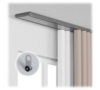 Riel Guía De Cortina Doble De Aleación De Aluminio Riel De Cortina De Techo For Oficina Hogar Sistemas De Rieles De Cortina Silencio Antideslizante(Gris,410cm)