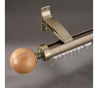 Riel modernos for cortinas Montaje en pared Remates decorativos de madera Riel de aluminio for cortinas Ruedas silenciosas for salón, dormitorio y separadores(Champagne,2.3m/7.5ft)