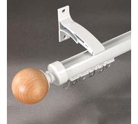 Riel modernos for cortinas Montaje en pared Remates decorativos de madera Riel de aluminio for cortinas Ruedas silenciosas for salón, dormitorio y separadores(White,3.4m/11.2ft)