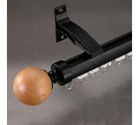 Riel modernos for cortinas Montaje en pared Remates decorativos de madera Riel de aluminio for cortinas Ruedas silenciosas for salón, dormitorio y separadores(Black,3.1m/10.2ft)
