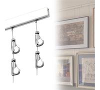 Riel Para Colgar Cuadros System De Pared Colgar Cuadros, Blanco, Rieles Ajustables 100 150 200 250 300 Cm, Ganchos Alambre Fotografías, Dibujos Juego Ganchos Molduras(1.5m rail/59in,2m Cord/78.8in)