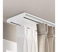 Riel para Cortina de Techo, Lujoso y silencioso, de Doble Fila, con Tapa de Tornillo, Blanco, 1,6 m, Ideal para privacidad en Espacios Abiertos, Deslizamiento Suave.