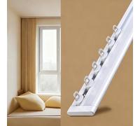 Riel Para Cortinas De 70 A 600 Cm, Riel De Techo Ultrafino, Barra De Cortina Deslizante Silenciosa, Se Puede Doblar A 90° Para Ventanas En Forma De L, U Y Mirador(Blanca,100cm/3.3ft)