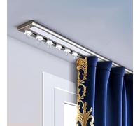 Riel Para Cortinas De 70 A 600 Cm, Riel De Techo Ultrafino, Barra De Cortina Deslizante Silenciosa, Se Puede Doblar A 90° Para Ventanas En Forma De L, U Y Mirador(Champán,160cm/5.2ft(2 * 80cm))