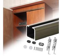 Riel para Puerta Corrediza de Armario Individual con Montaje Superior, Kit de Herrajes de Aluminio para Puerta de Granero de 3 a 13 Pies, Riel para Puerta Corrediza de Bolsillo + Tope + Rodillos + Tor