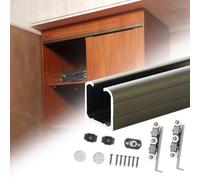 Riel para Puerta Corrediza de Armario Individual con Montaje Superior, Kit de Herrajes de Aluminio para Puerta de Granero de 3 a 13 Pies, Riel para Puerta Corrediza de Bolsillo + Tope + Rodillos + Tor