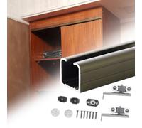 Riel para Puerta Corrediza de Armario Individual con Montaje Superior, Kit de Herrajes de Aluminio para Puerta de Granero de 3 a 13 Pies, Riel para Puerta Corrediza de Bolsillo + Tope + Rodillos + Tor