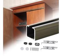 Riel para Puerta Corrediza de Armario Individual con Montaje Superior, Kit de Herrajes de Aluminio para Puerta de Granero de 3 a 13 Pies, Riel para Puerta Corrediza de Bolsillo + Tope + Rodillos + Tor