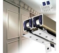 Riel para Puerta Corrediza de Doble Bolsillo de 24, 28, 36 Y 48 Pulgadas, Rieles con Ruedas para Puerta Corrediza de Armario, Kit de Herrajes para Puerta de Granero, Riel de Aluminio, Riel para Puerta