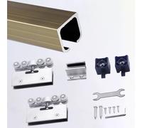 Riel para Puerta de Armario + Rodillos + Herrajes, Riel Superior para Puerta corrediza de Armario con Espejo, Kit de riel de derivación para Puerta de Armario de 61 cm, 76 cm, 91 c