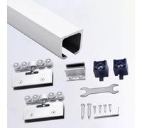 Riel para Puerta de Armario + Rodillos + Herrajes, Riel Superior para Puerta corrediza de Armario con Espejo, Kit de riel de derivación para Puerta de Armario de 24"/30"/36"/48"/60