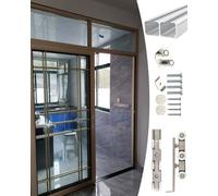 Riel Puerta Corredera Juego de Riel y Herrajes para Puerta Corrediza de Madera Doble, Kit de Guía para Puerta Mosquitera de Patio, Puerta de Granero de Cocina(44cm/17.3inch)