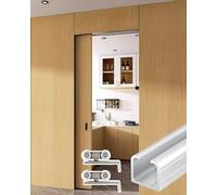 Riel Puerta Corredera Juego de Rieles y Herrajes para Puertas Corredizas con 4 Ruedas, Riel para Puerta de Armario O Mosquitera para Patio Comercial, Corredera para Puerta(147inch/373.3cm)