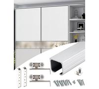 Riel Puerta Corredera Kit de Herrajes para Puertas Corredizas de Granero de Una Sola Vía, con Derivación, para Gabinetes, Rieles para Puertas Plegables de Montaje Superior(170cm/66.9inch)