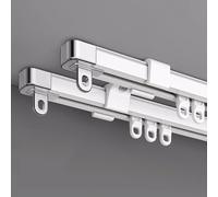 Riel telescópico para Cortina de Montaje en Techo Rieles de Doble riel, Ajustables de 3,3 a 5,9 pies, Juego de Barras de Cortina de Aluminio de Alta Resistencia para Ventanas/Divisor de Habitaciones,