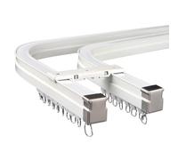 Rieles curvos for cortinas de alta resistencia, de doble riel, flexibles, for ventanas saledizas, paredes o techos. Barra con soportes, poleas y tornillos.(Wall Mount,244cm (8ft))