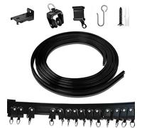 Rieles de Cortina Curvos con Ruedas Silenciosas, Techo y Pared, Barras de Cortinas para Separador de Ambientes, Autocaravana, Ventanal(Black-Wall,2.50m/8.2ft)