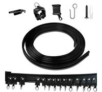 Rieles de Cortina Curvos con Ruedas Silenciosas, Techo y Pared, Barras de Cortinas para Separador de Ambientes, Autocaravana, Ventanal(Black-Ceiling,2.50m/8.2ft)