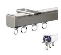 Rieles de cortina de aluminio champán para montaje en pared y techo, 360 cm (3 x 120 cm), barras de cortina para sala de estar, dormitorio y ducha separador - y elegante