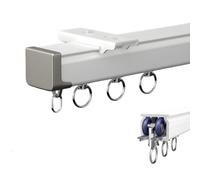 Rieles de cortina de aluminio para montaje en techo y pared, barra de cortina blanca de 360 cm para sala de estar, dormitorio y ducha (3,6 m, 3 x 120 cm)