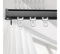 Rieles de cortina de aluminio para pared/techo de 2 mm de grosor, 50 cm a 600 cm, barras de cortina individuales con ganchos y poleas, sistema de riel deslizante silencioso.