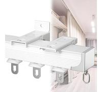 Rieles de cortina de aluminio resistentes de 50 a 600 cm, rodillos silenciosos y herrajes para montaje en techo o pared, ideal para hoteles y uso doméstico, diseño cuadrado para un apoyo óptimo