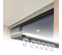 Rieles de cortina de techo con rodillos, barra plana invisible de 1,8 m, riel de cortina divisor de habitación, sistema de riel de cortina interior blanco para decoración del hogar