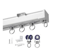 Rieles de cortina de techo de 50 x 600 cm, barras de cortina deslizantes resistentes con múltiples poleas para ducha, autocaravana y separadores de ventanas, solución versátil de montaje en pared