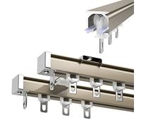 Rieles de cortina dobles resistentes de 4.6 y 12.5 pies de grosor para ventanas, montaje en techo y pared, acabado dorado duradero, perfecto para decoración del hogar y soluciones de privacidad