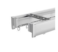 Rieles de cortina dobles resistentes - Juego de rieles de techo de 5,1 m para divisor de habitaciones, aleación de aluminio, ideal para sala de estar, dormitorio, ducha, hotel, hospital (blanco)