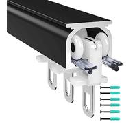 Rieles de cortina resistentes, riel individual para colgar cortinas/tul, montaje en pared o techo con accesorios, ideal para sala de estar y dormitorio divisor de privacidad