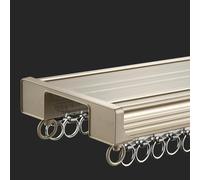 Rieles de Cortina silenciosos para Techo Doble, Barra de Cortina de 2,1 m, 2,7 m, 3,0 m, 5,5 m y 6,7 m, fácil de Instalar, para divisores de ambientes, hospitales (Dorado, 2,2 m)