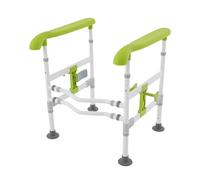 Rieles de seguridad para inodoro de acero, altura ajustable, soporte para inodoro para personas mayores, doble abrazadera giratoria de 360°, asiento de inodoro de 330,69 libras