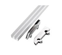 Rieles deslizantes de aluminio de doble canal para puertas de acrílico/vidrio con guía de ranura de montaña y rodillos antisaltos