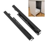 Rieles extensibles para montaje en el suelo, 1 par de guías para cajones inferiores, guías para cajones, extracción completa, cierre suave oculto, rieles telescópicos silenciosos (negro, 500 mm)
