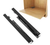Rieles extensibles para montaje en el suelo, 1 par de guías para cajones inferiores, guías para cajones, extracción completa, cierre suave oculto, rieles telescópicos sin ruido (negro, 26 pulgadas de