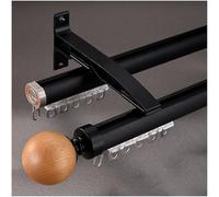 Rieles for cortinas de montaje en pared, barra romana silenciosa for ventanas, sistema de rieles for cortinas de alta resistencia con soporte de aluminio(Black - Double,13.78ft/420cm)