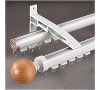 Rieles for cortinas de montaje en pared, barra romana silenciosa for ventanas, sistema de rieles for cortinas de alta resistencia con soporte de aluminio(White - Double,14.76ft/450cm)