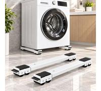 Rieles lavadora para LG F4X1009NWK | 2 raíles blancos ajustables de 45 a 70 cm, con 16 ruedas, apoyos y frenos para mover la lavadora.