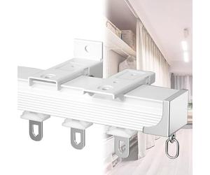 Rieles para Cortinas de Aluminio 50 100 300 400 500 600 cm Riel Cuadrado de Servicio Pesado, Rieles para Cortinas para Montaje en Techo o Pared con Rodillos silenciosos y herrajes para Hotel