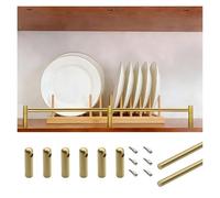 rieles para estantes Barra Protectora Latón Macizo, Kit Barra Dorada 30 60 90 Cm, 2 Piezas Barandilla Anticae Robusta, Armario Cocina Estantería Vino(C,78cm/30.7in)