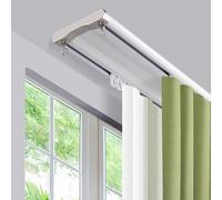 Rieles silenciosos personalizables de aluminio pesado - Soporte de techo de doble pista para separadores de habitaciones, sala de estar y dormitorio, fácil instalación, 1,1 m / 3.6ft (blanco)