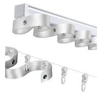 Rieles transversales resistentes de 1.5 pies a 20 pies para montaje en techo/pared para sala de estar, dormitorio, divisor de habitación, 400 cm con juego de cinta