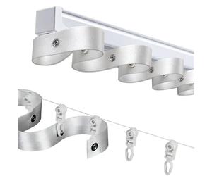Rieles transversales resistentes de 1.5 pies a 20 pies para montaje en techo/pared para sala de estar, dormitorio, divisor de habitación, 400 cm con juego de cinta
