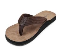 riemot Chanclas Hombre,Sandalias Hombre Verano con Soporte para el Arco,Chanclas de Ducha Antideslizantes para Playa, Piscina,Flip Flops Suaves y Amortiguadoras Marrón-EU47