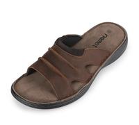 riemot Sandalias de cuero para hombre, cómodas, ligeras, para verano, playa, con plantilla de espuma viscoelástica, informales, para caminar, para interiores y exteriores, talla 9-14 de EE. UU, Marrón