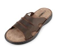 riemot Sandalias de cuero para hombre para caminar al aire libre, sandalias con soporte de arco, informales, ligeras, antideslizantes, para verano, Marrón, 48 EU
